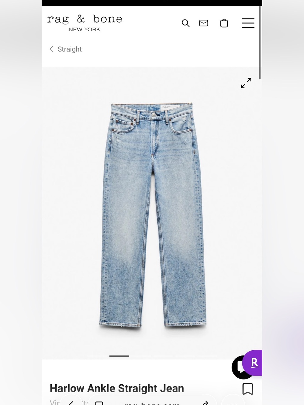 Rag & Bone Harlow Ankle Straight Jean